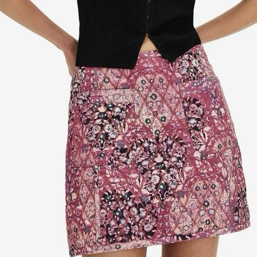 Free People Skirt Size 4 Womens Sweetheart Combo Pink Purple Darla Quilted Mini
